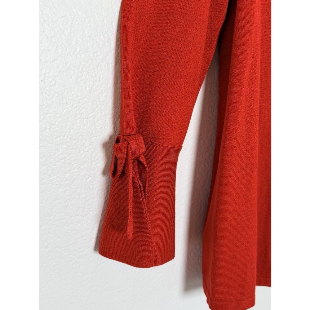 Alfani Womens S Red Rust Open Front Cardigan Bell Sleeve Bow Tie Cuff Flowy - Picture 3 of 5
